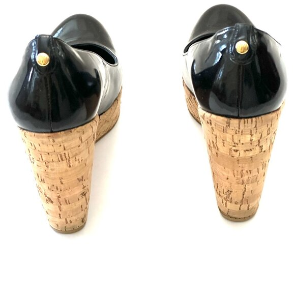 Stuart Weitzman Women's Corkswoon Wedge Pump, Black Patent, Size 8.5 M - Picture 3 of 6